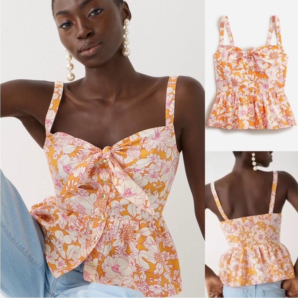 J. Crew 	Tie- Front Button- up Poplin Top